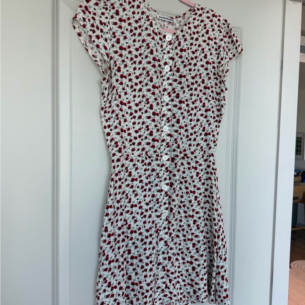 Reformation White and Red Floral Mini Dress - Picture 2 of 4